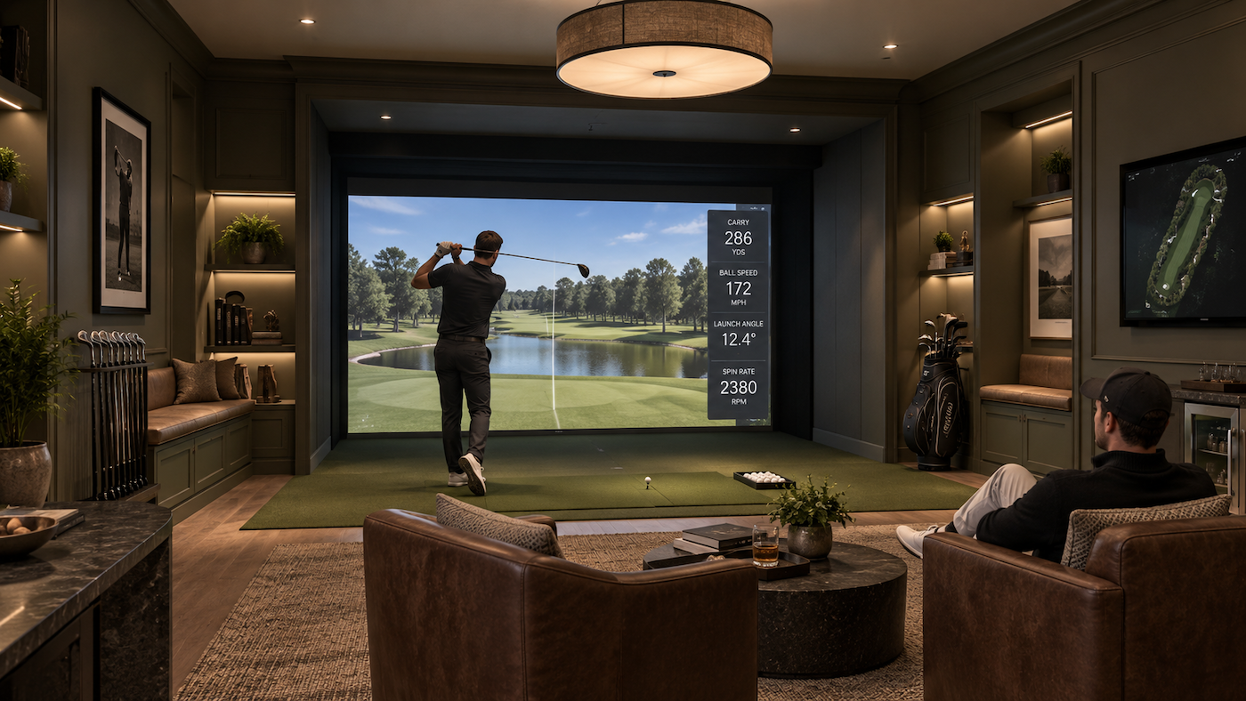 Golf simulator at Baker House's Spartan Club